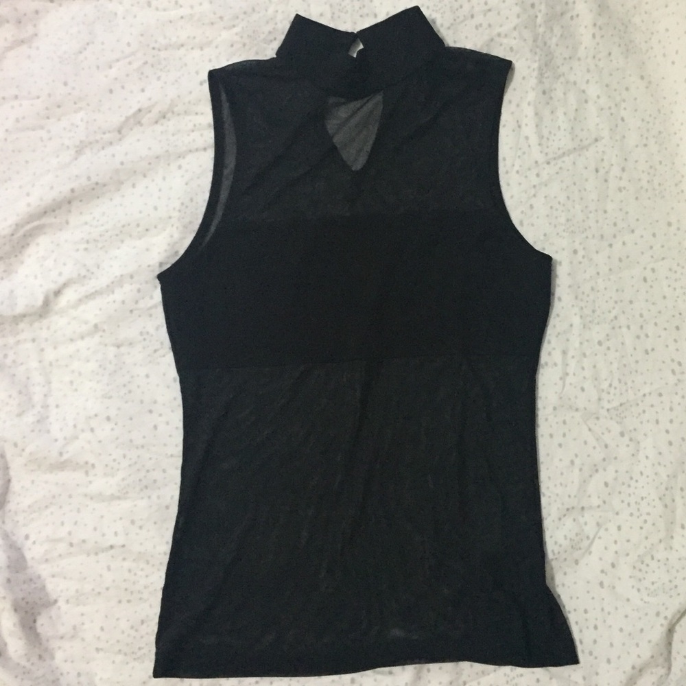 Urban Outfitters Black Mesh Mock Neck Top
